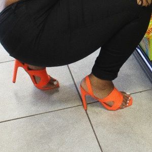 Neon orange heels